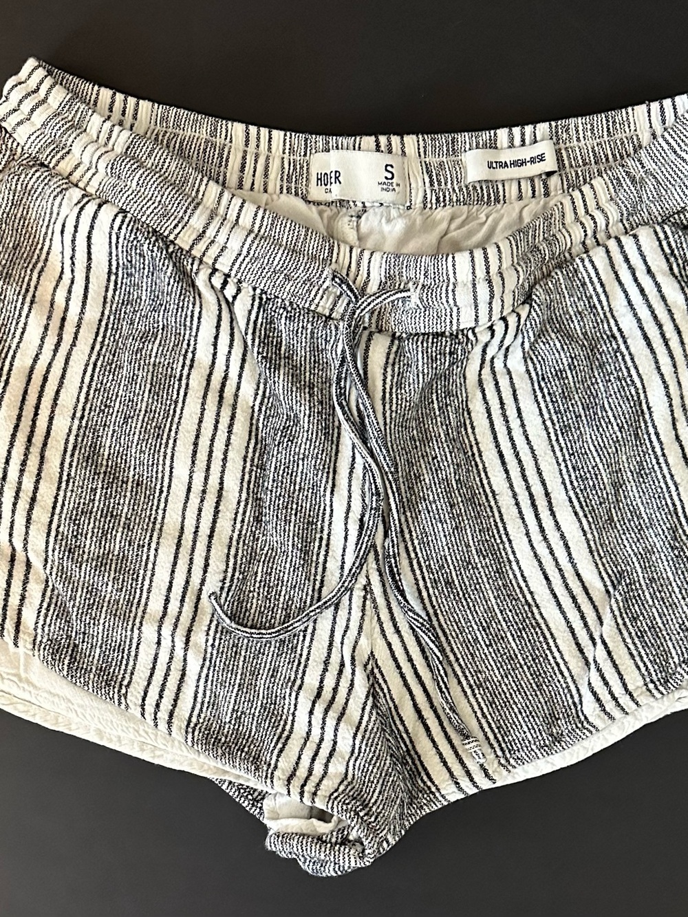 Hollister Black & White Striped Ultra High-Rise Athletic Shorts